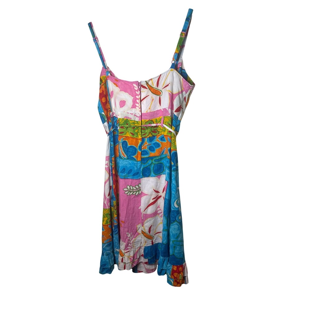 Jams World Mai Tai Patchwork Tropical Floral Ruffle Hem Dress Large W358-MATA - Picture 6 of 8